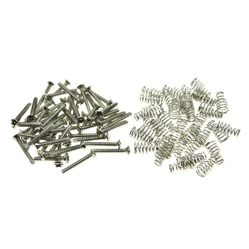 KAISH Pack of 50 Metric Thread M3 Single Coil Pickup Mounting Screws and Springs 3x21.5mm for ST Strat/Tele Nickel - Image 1